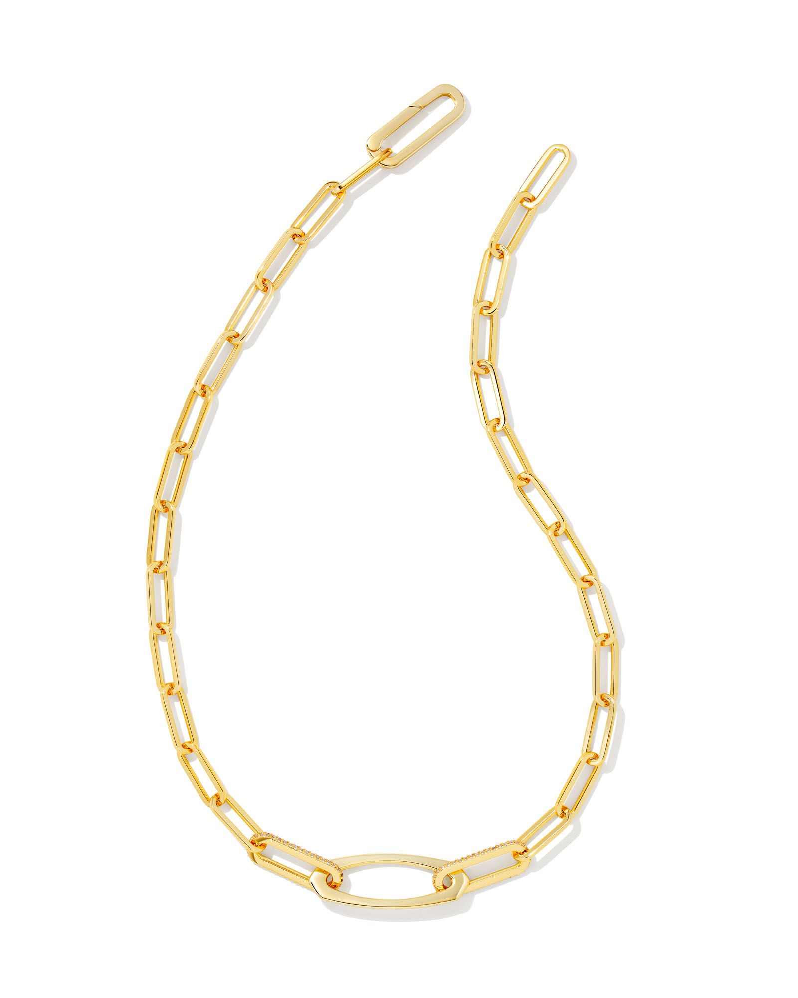Juliette Gold Strand Necklace in White Crystal
