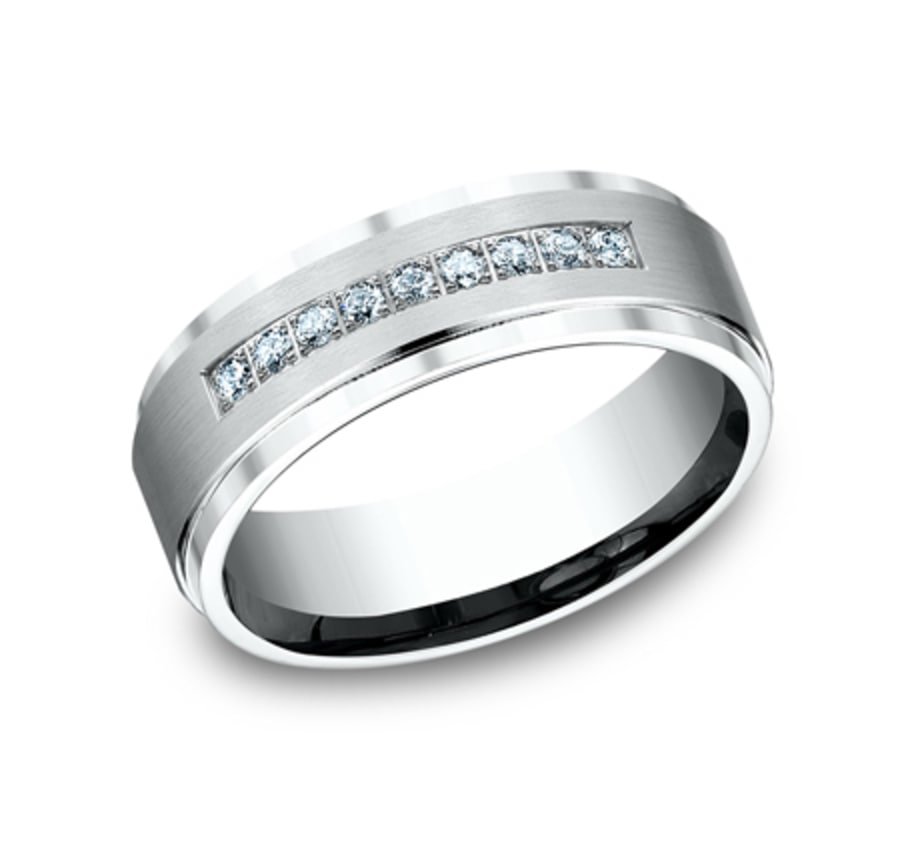 The Archduke 7.00 mm 14K White Gold Pave Diamond Wedding Ring (1/5 TCW)