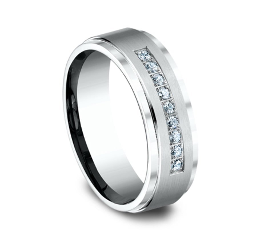 The Archduke 7.00 mm 14K White Gold Pave Diamond Wedding Ring (1/5 TCW)