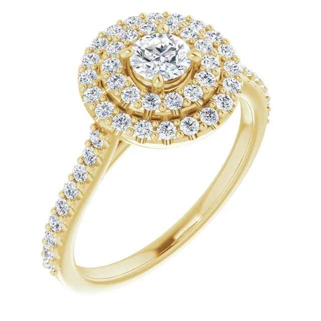 Cleo 14K Yellow Gold Round Lab Grown Diamond Double Halo Engagement Ring (3/4 TCW)