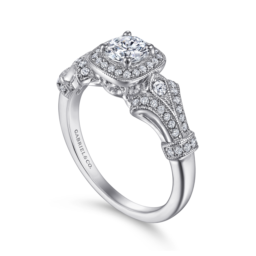 Delilah 14K White Gold Round Moissanite Halo Engagement Ring (3/4 TCW)