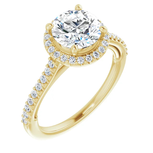 Charlee 14K Yellow Gold Round Moissanite Halo Engagement Ring (1 2/5 CT DEW)