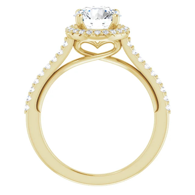 Charlee 14K Yellow Gold Round Moissanite Halo Engagement Ring (1 2/5 CT DEW)