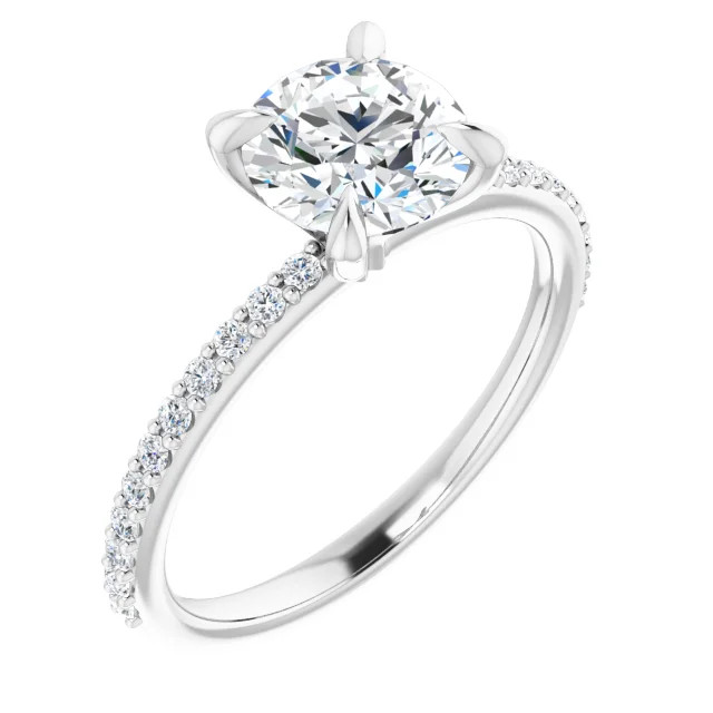 Calia 14K White Gold Round Moissanite Straight Engagement Ring (1 2/5 TCW)