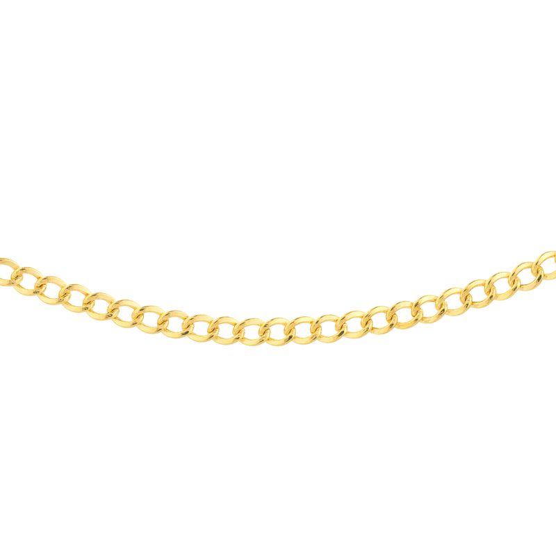 14K yellow gold curb chain choker with adjustable lobster clasp