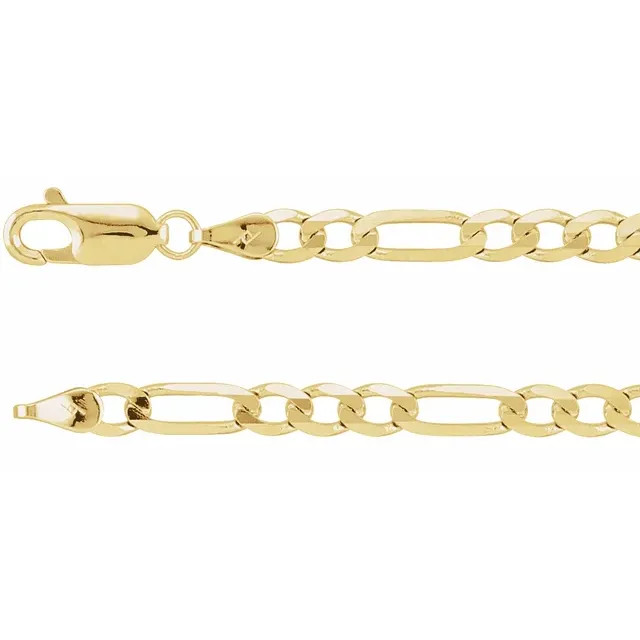 14K Yellow Gold 4mm Flat Figaro Chain Bracelet - 100% Exclusive