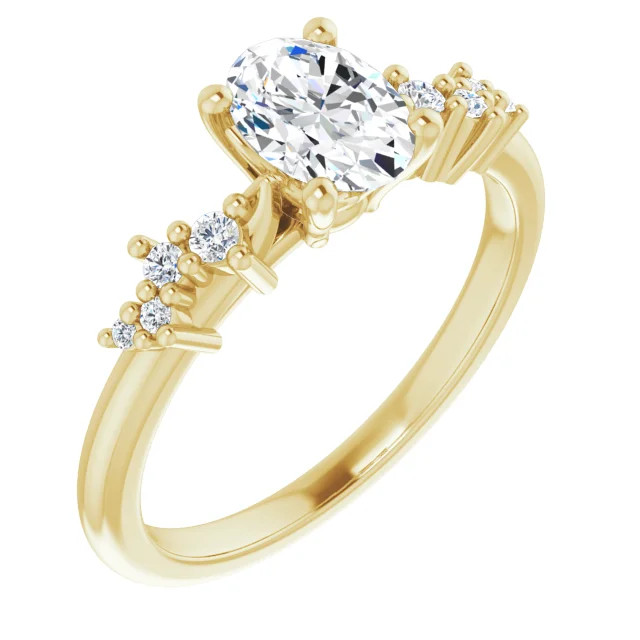 Scarlette 14K Yellow Gold Oval Moissanite Accented Bridal Set (1 1/15 TCW)