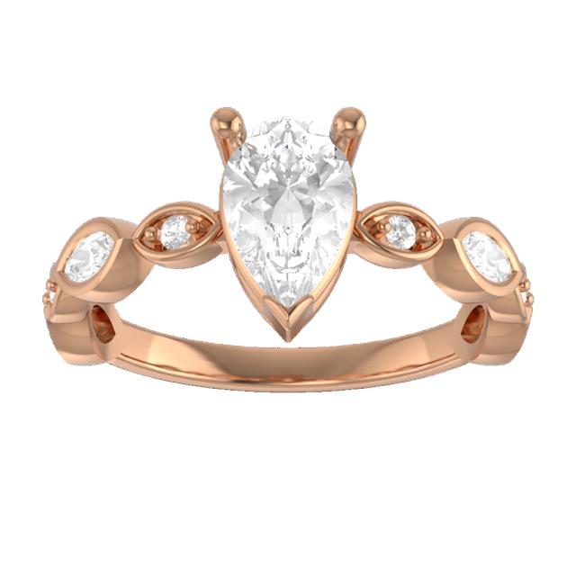 Lola 14K Rose Gold Pear Moissanite Vintage-Inspired Engagement Ring (1 1/5 TCW)