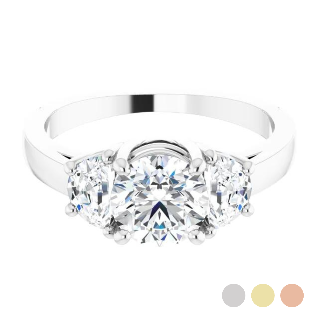 Leighton Half Moon Three Stone Setting