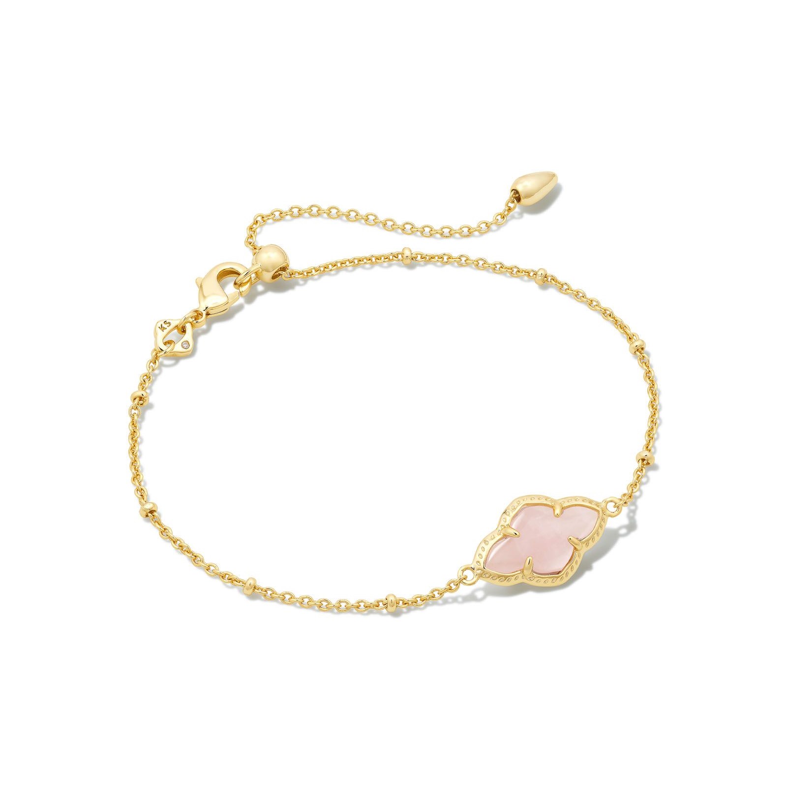 Ari Heart Gold Chain Bracelet in Rose Quartz