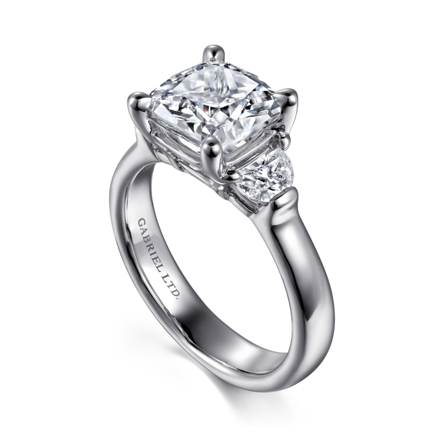 Emme Cushion Moissanite Three Stone Preset Engagement Ring (2 7/8 TCW)