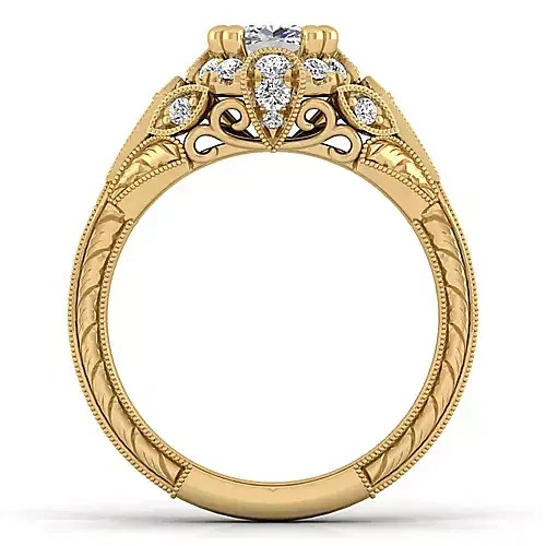 Annadale 14K Yellow Gold Cushion Moissanite Halo Engagement Ring (5/8 CT DEW)