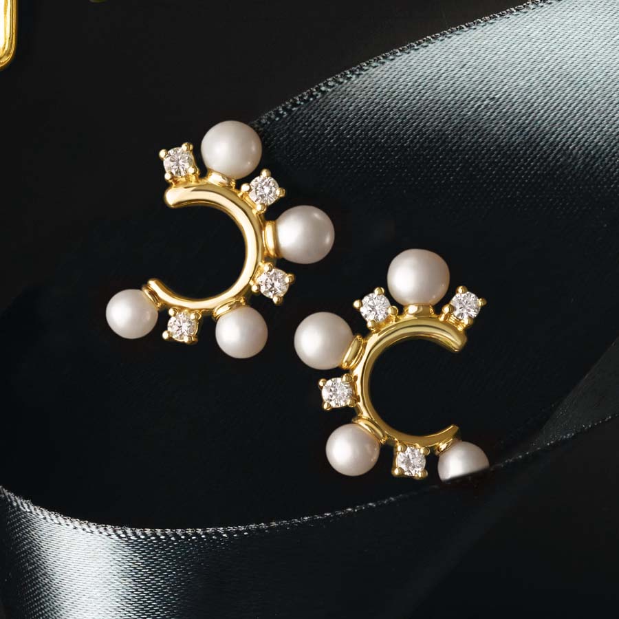 Bonnie 14K Gold Pearl & Diamond Front-Back Earrings (1/3 TCW)