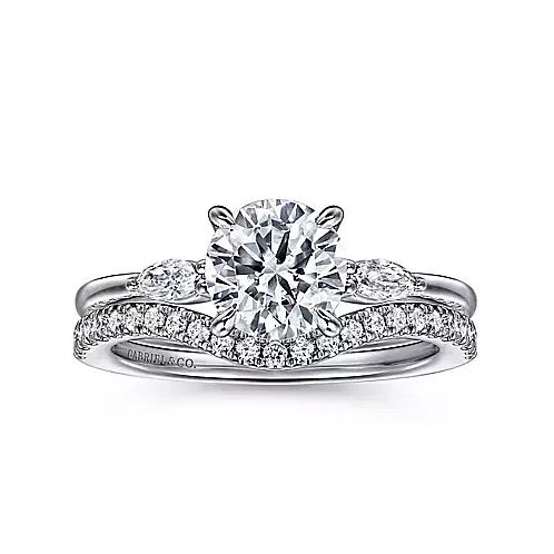 Dela Curved Pave Diamond Wedding Ring (1/5 TCW)