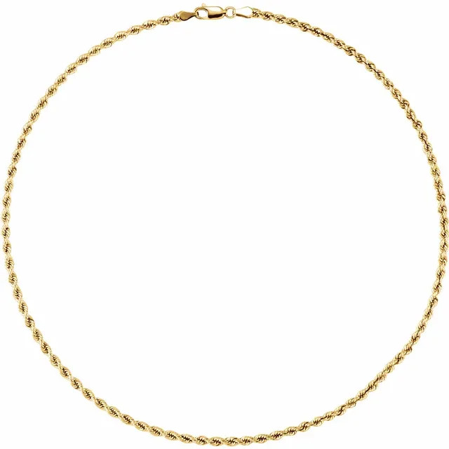 3MM 14K Yellow Gold Rope 20" Chain