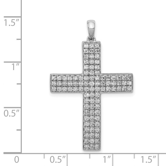 14K White Gold Micro Pave Lab Grown Diamond Cross Pendant (1 TCW)