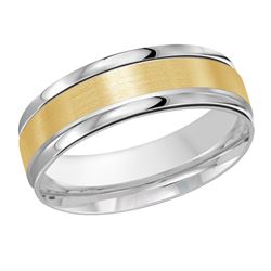 Halstead 14K Two-Tone High Polish Edge Satin Finish Wedding Ring