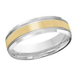 Lennon 14K Two-Tone Gold Satin Finish Wedding Ring