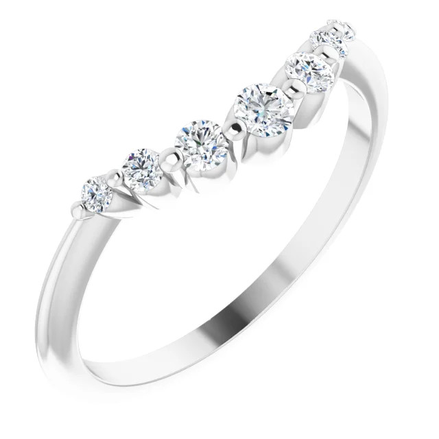 Roxanne Single Prong Bubble Diamond Contour Wedding Ring (1/5 TCW)