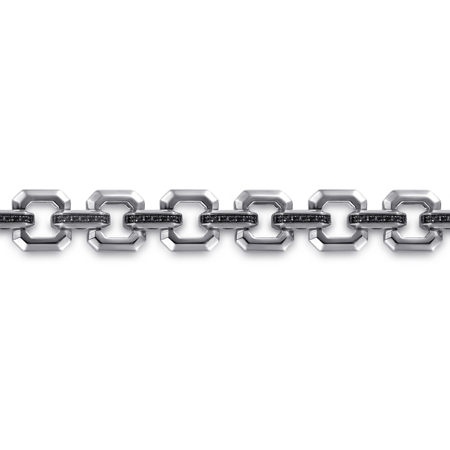 Sterling Silver Black Spinel Chain Link Bracelet