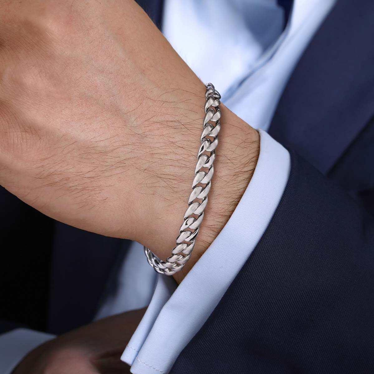 7.7MM Sterling Silver Cuban Link Chain Bracelet