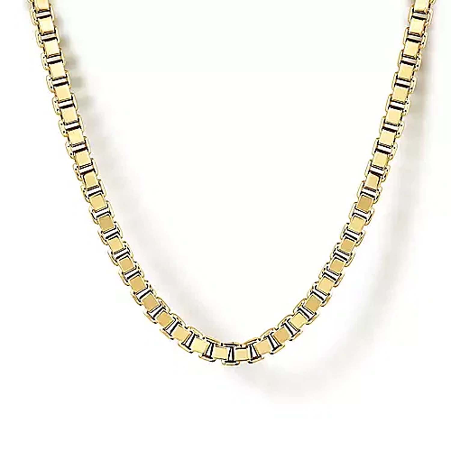 2.5MM 14K Yellow Gold Box Chain Necklace