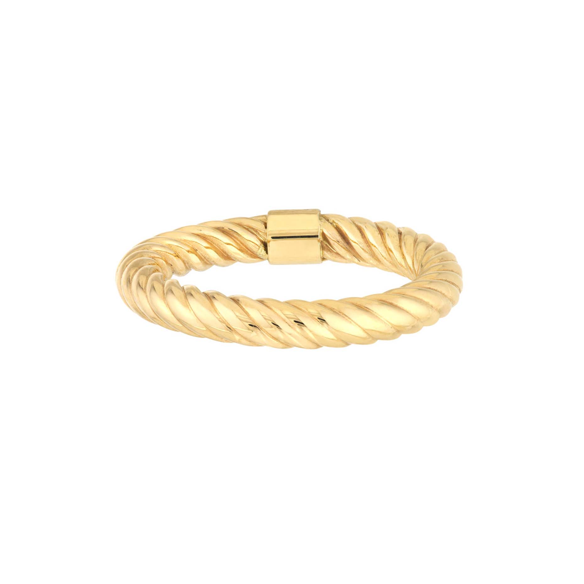 Lilia 14K Yellow Gold Twisted Rope Tube Ring