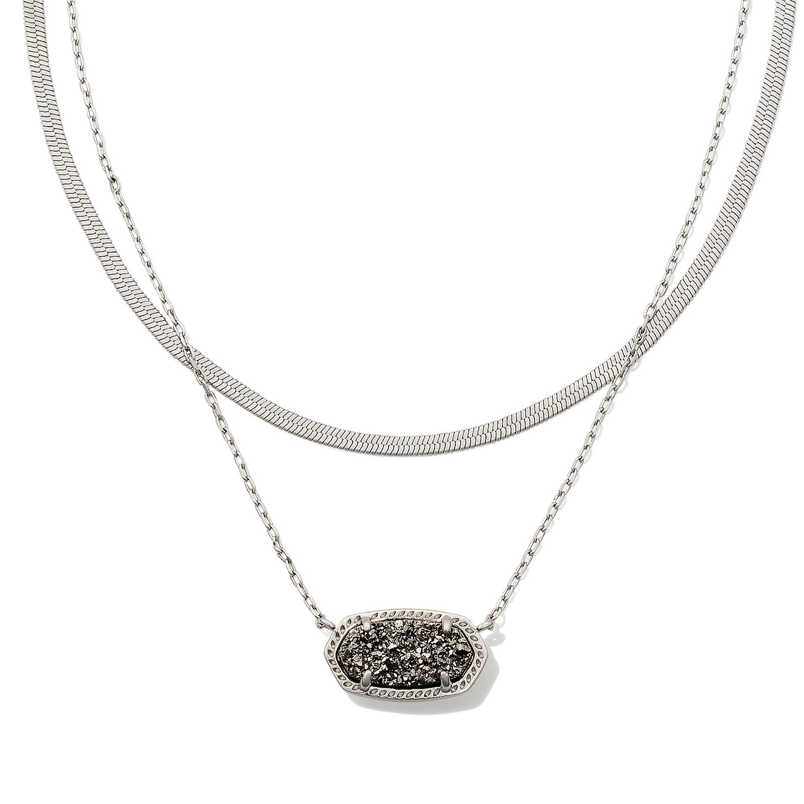 Kendra Scott Elisa Herringbone Multistrand Necklace in Platinum Drusy