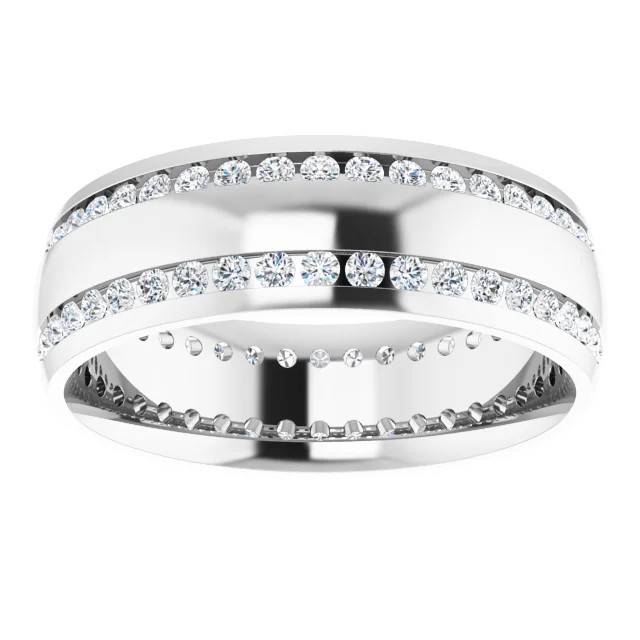 Lawrence 14K White Gold Lab Grown Diamond Eternity Double Row Wedding Ring (1 1/4 TCW) - Size 9