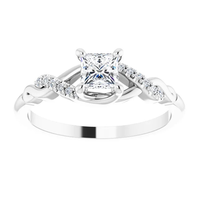 Thea 14K White Gold Princess Moissanite Infinity Engagement Ring (2/5 TCW)