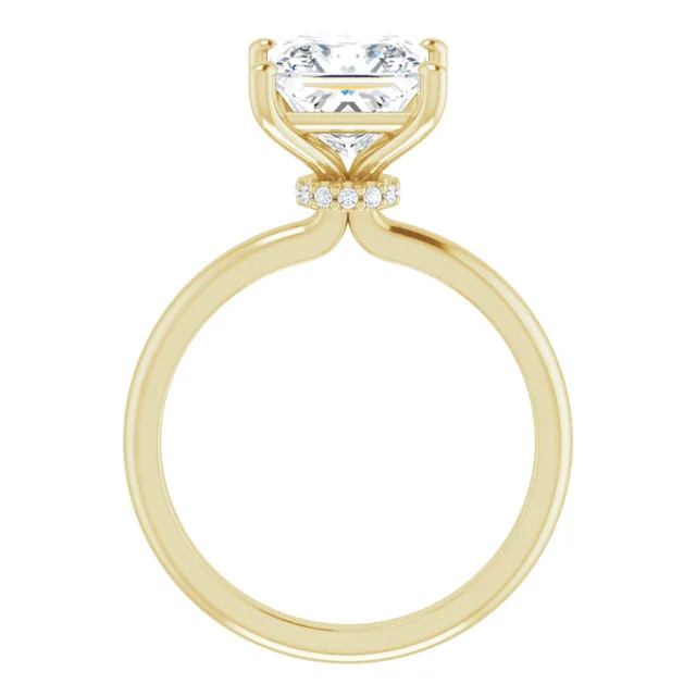 Evelyn 14K Yellow Gold Princess Moissanite Solitaire Hidden Halo Engagement Ring (2 1/3 TCW)