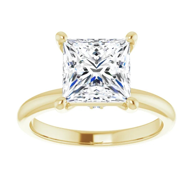 Evelyn 14K Yellow Gold Princess Moissanite Solitaire Hidden Halo Engagement Ring (2 1/3 TCW)