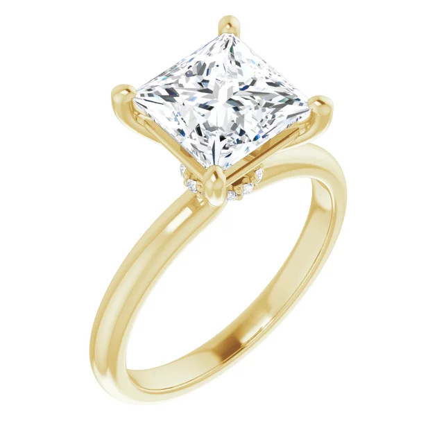 Evelyn 14K Yellow Gold Princess Moissanite Solitaire Hidden Halo Engagement Ring (2 1/3 TCW)