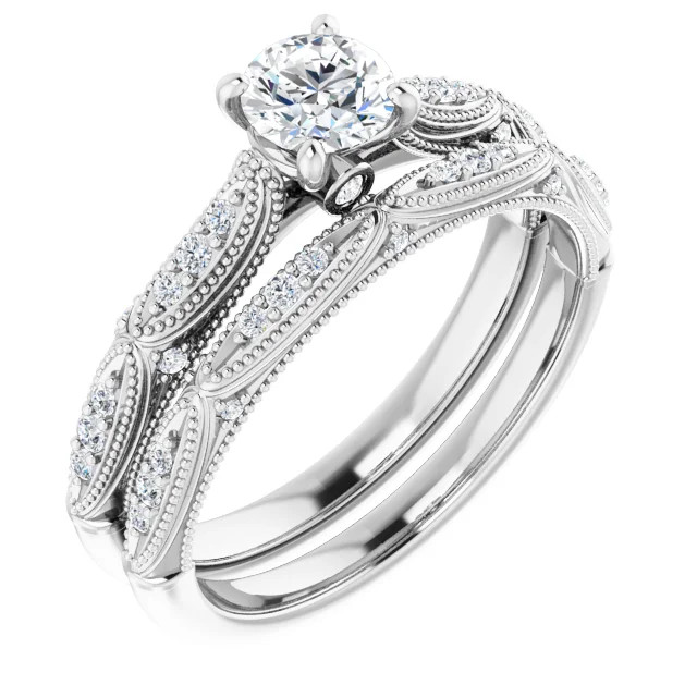 Vivienne Round Lab Grown Diamond Vintage-Inspired Bridal Set (2/3 TCW)