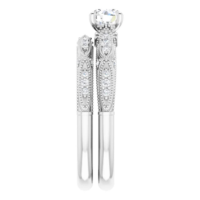 Vivienne Round Lab Grown Diamond Vintage-Inspired Bridal Set (2/3 TCW)