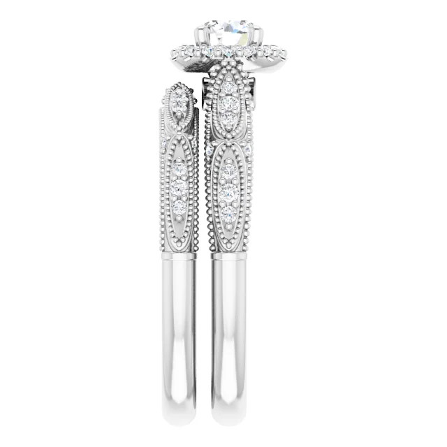 Sophie Round Lab Grown Diamond Vintage-Inspired Halo Bridal Set (5/8 TCW)