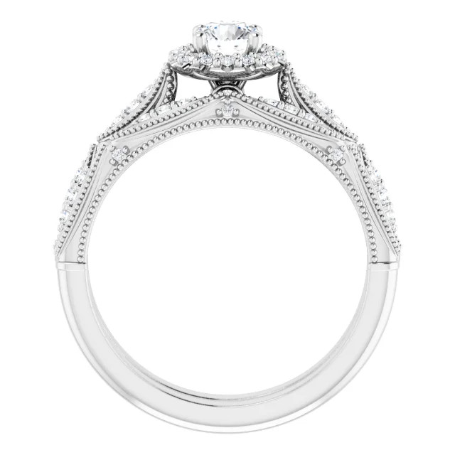 Sophie Round Lab Grown Diamond Vintage-Inspired Halo Bridal Set (5/8 TCW)