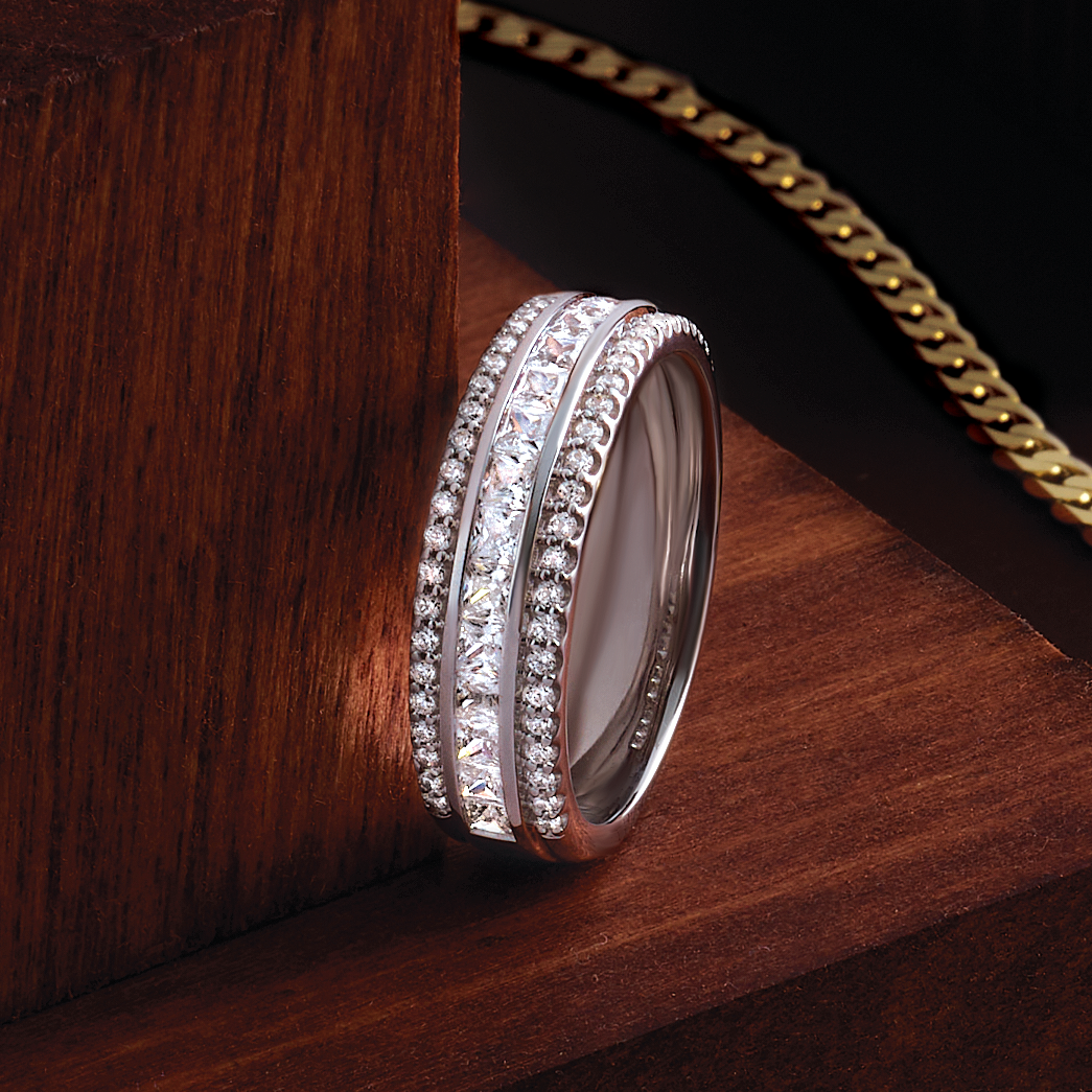 Andy 14K Gold Triple Row Lab Grown Diamond Wedding Ring (1 1/8 TCW)