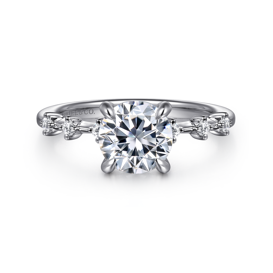 Joplin Round Moissanite Accented Hidden Halo Preset Engagement Ring (1 2/3 TCW)