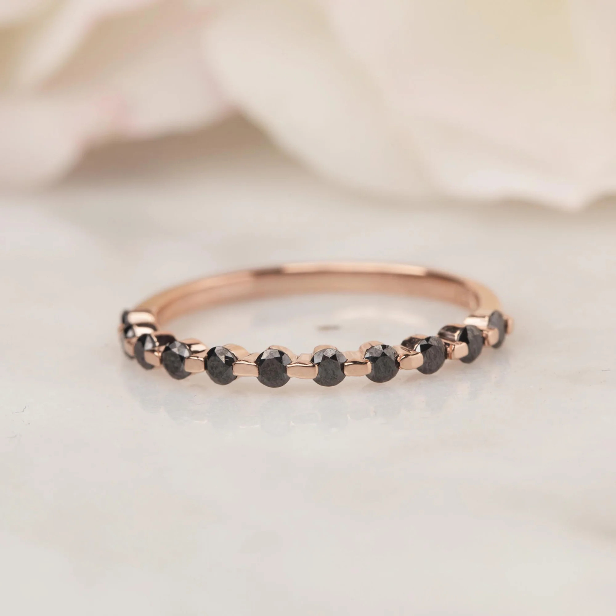 La Kaiser 10K Rose Gold Black Spinel Bubble Wedding Ring (1/2 CT DEW)