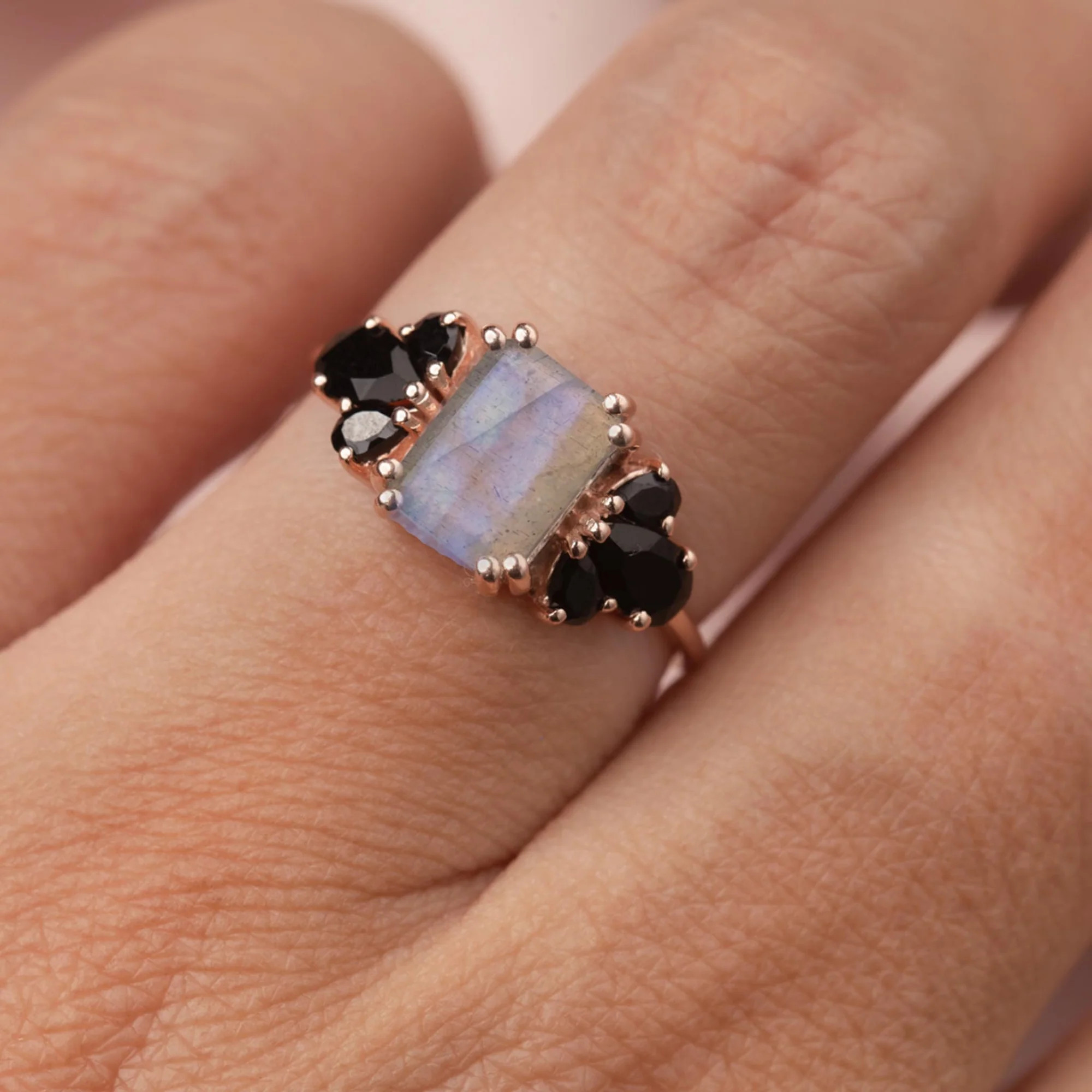 La Kaiser Empress 14K Rose Gold Plated Labradorite & Spinel Ring