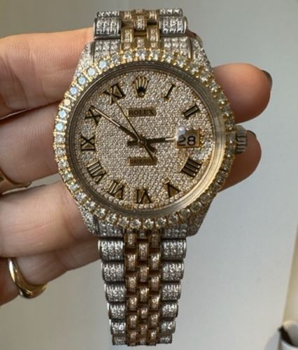 36mm Two Tone Roman Numeral Diamond Rolex Datejust