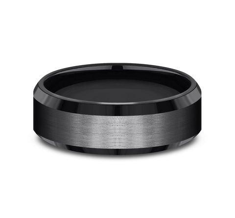 The Chancellor 7.00 mm Black Titanium Satin Finish Wedding Ring - Size 13