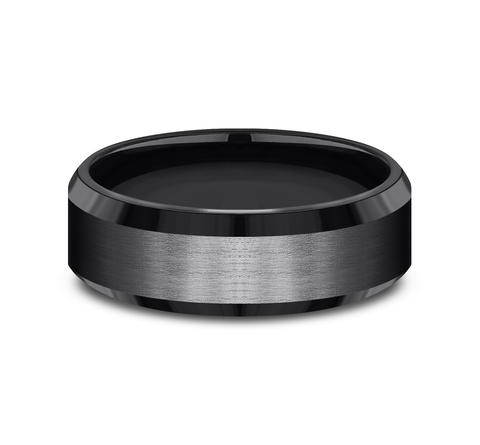 The Chancellor 7.00 mm Black Titanium Satin Finish Wedding Ring - Size 12
