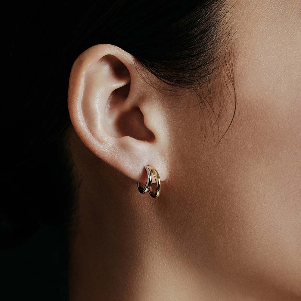 SHASHI Two-Tone Gemini Hoop Earrings