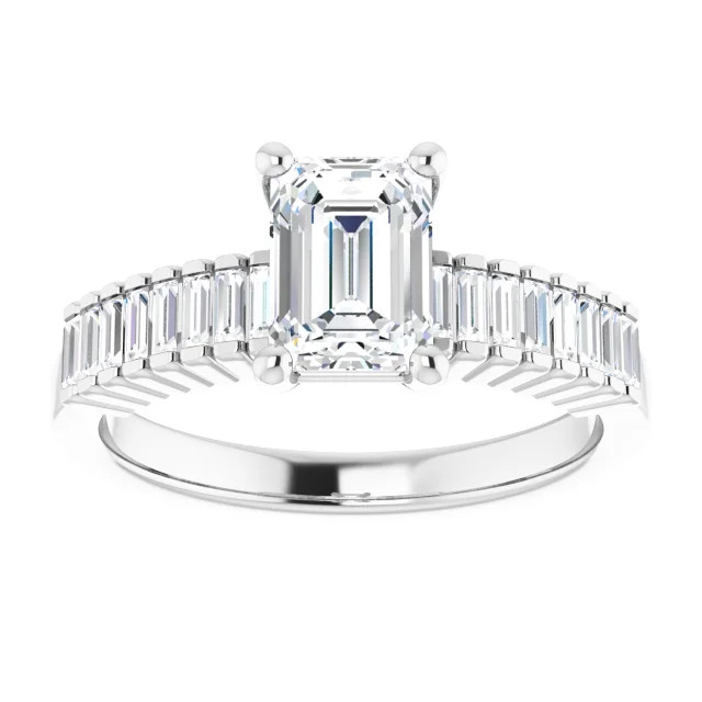 Malia Emerald Moissanite Accented Preset Engagement Ring (1 3/4 CT DEW)