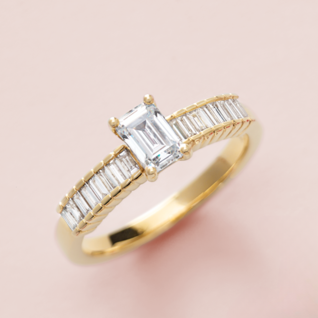 Malia Emerald Moissanite Accented Preset Engagement Ring (1 3/4 CT DEW)