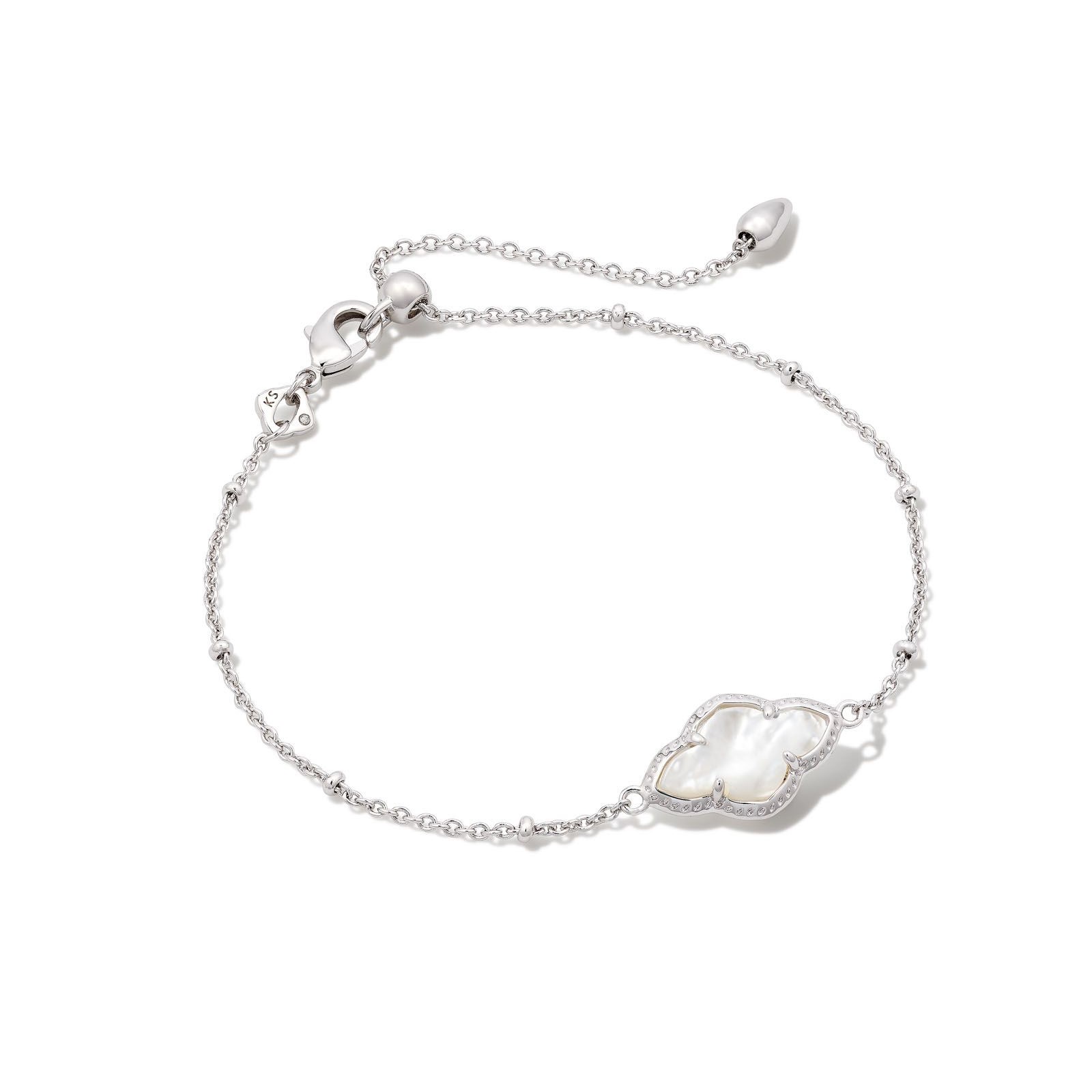 Kendra Scott Abbie Satellite Chain Bracelet in Silver Ivory Mother of Pearl
