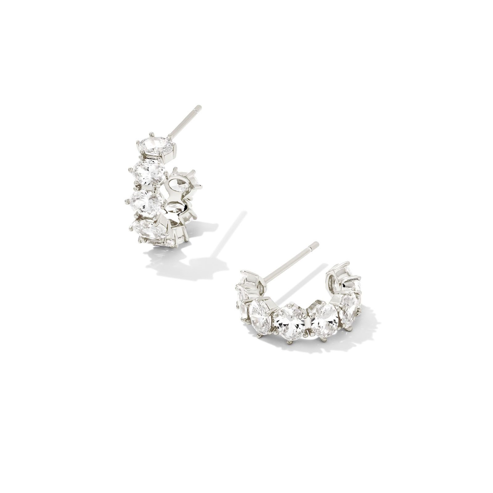 Kendra Scott Cailin Crystal Huggie Earrings in Silver