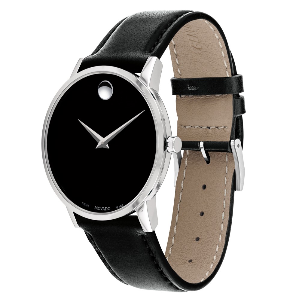 Movado 40MM Museum Classic Black Leather Men's Watch